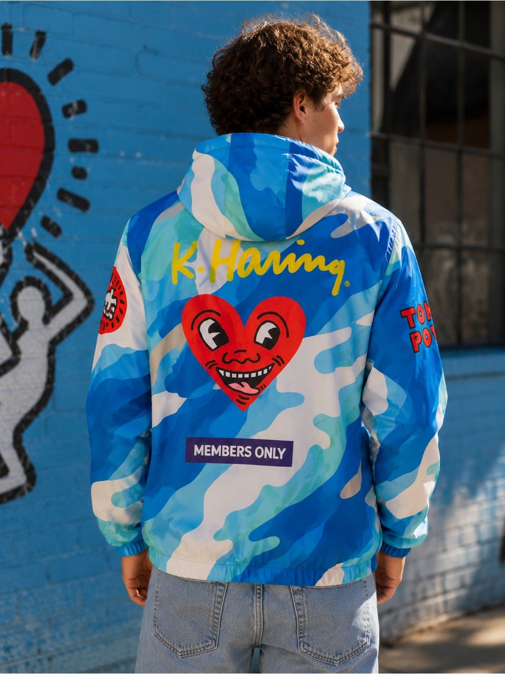 Keith Haring x Members Only Tokyo Pop Blue Camo Anorak Jacket Men’s S
